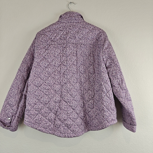 J. Crew Quilted Cotton shirt-jacket in mixed floral Lavender 2XL women's - Picture 16 of 16